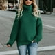 thumbnail image 2 of Gibobby SuéTer Mujer Invierno Suéter de manga larga de punto de cuello suelto de color sólido de otoño e invierno para mujer(Verde,CH), 2 of 5