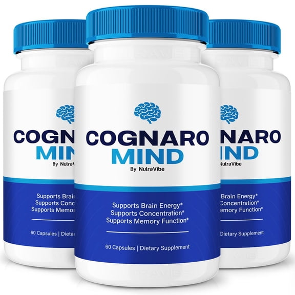 (3 Pack) Cognaro Mind Pills – Daily Formula with a Natural Blend to Help Maintain Focus, Memory & Concentration | Clean, Gentle, Easy-to-Swallow Capsules for Everyday Sharpness (180 Capsules)