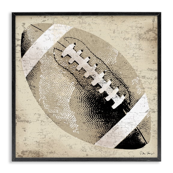 Stupell Industries Contemporary Rustic Sports Football Black Framed Giclee Art, 12 x 12, by Peter Horjus
