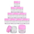 thumbnail image 4 of Beauticom 7g/7ml (0.23 Fl Oz) Thick Double Wall Leak-Proof Clear Plastic Jars with Flat Top Lids for Creams, Lotions, Powders, Glitters, and more... (Color: Pink, Quantity: 12pcs), 4 of 5