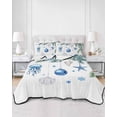 thumbnail image 2 of Quilts Twin-XL Size Bedding Set, Blue Coastal Christmas Lightweight Quilted Comforter, Xmas Ball Pine Starfish Shell Snowflake Soft Bedspread Coverlet with Pillow Covers for All Season, 68" x 98", 2 of 7