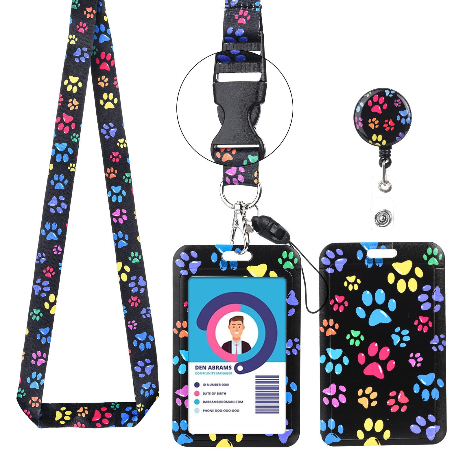 3PCS Cute Lanyards for Id Badges and Keys for Women Teacher，Durable  Silicone
