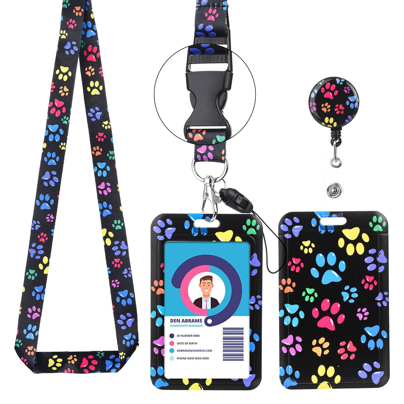 Wrist and Neck Lanyards for ID Badge Keys for Women Kids Teacher, 2 Pack  Short and Long Cute Car Key Neck Lanyards with 2 Keychain & Lanyard