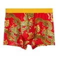 thumbnail image 2 of sunsanly Men Dragon Pattern Underwear Year of The Dragon Boxer Briefs Mid-rise Elastic Wide Waistband Shorts Panties Underpants, 2 of 8
