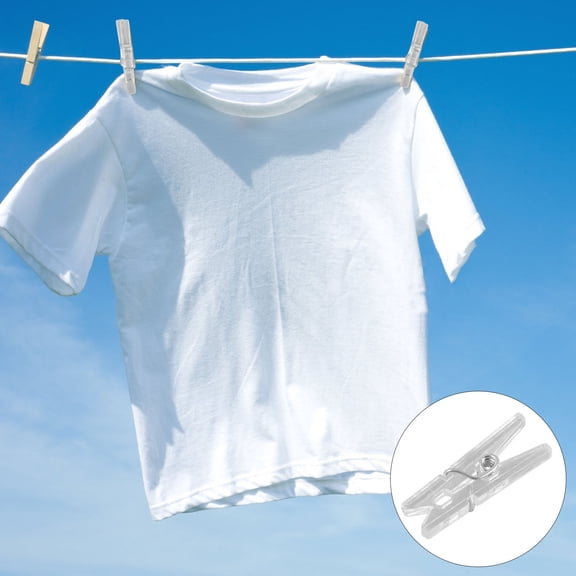 BESTOYARD 50Pcs Transparent Spring Hanging Clips Plastic Clothespins for Daily Clothes and Bags