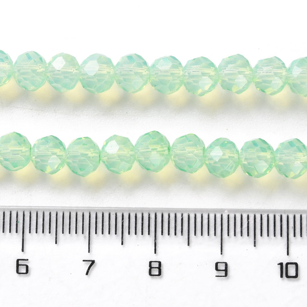 Baking Painted Transparent Glass Beads Strands Imitation Opalite Faceted Round Light Green 6x5mm Hole: 1.3mm 80~85pcs/strand 38~40cm