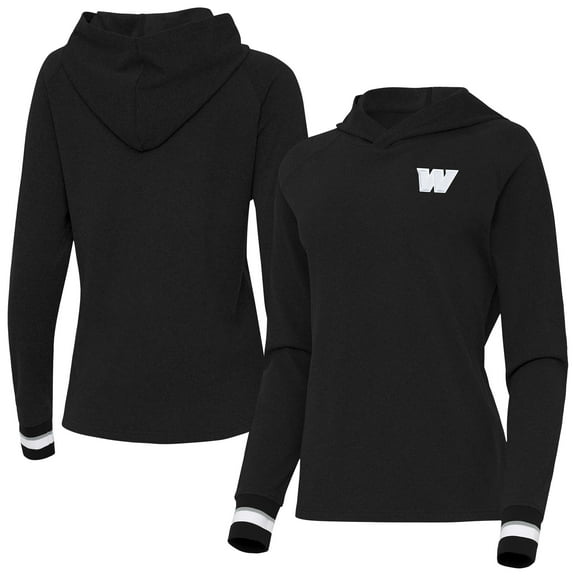 Women's Antigua Black Washington Commanders Trek Raglan Pullover Hoodie
