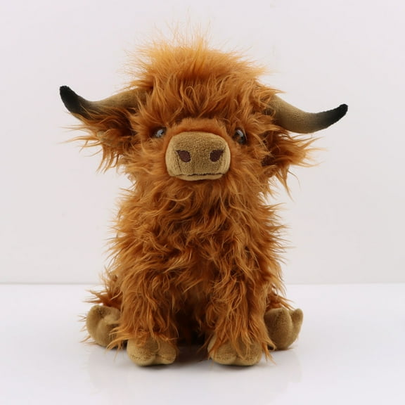 Cow Stuffed Toy, 9.8inch Highland Cow Plush Heal Your Mood , Soft and Comfortable Plush Figure Toy High Simulation Cow Stuffed Doll Accompany Anime Plush Toy for Boys Girls Gift