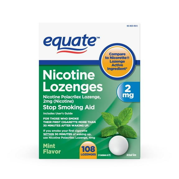Equate Nicotine Lozenge 2 mg, Mint Flavor , 108 Count