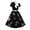 01 Black Flower, variant on Women 2 Piece Outfit Sets Cap Sleeve Solid Black Crop Top Tshirt Ribbed Knit High Waist Flowy Skirt Size M