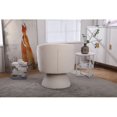 thumbnail image 4 of Swivel Barrel Chair, Modern Round Swivel Accent Chairs with Pillow, 360 Degree Comfy Linen Fabric Accent Chair Small Single Chair Armchair for Living Room Bedroom (Beige), 4 of 9