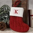thumbnail image 2 of Moocorvic Red Knit Initials Christmas Stockings for Christmas Tree Decorations, Fireplace Hanging,Candy Gifts(K), 2 of 3