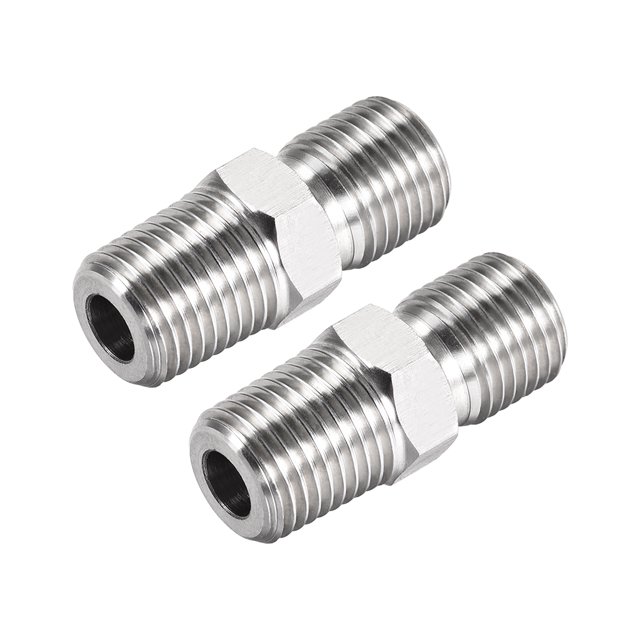 Conector hexagonal Uxcell, G1/4 macho x G1/4 macho de acero inoxidable 304 2 piezas 1.34" x 0.55"