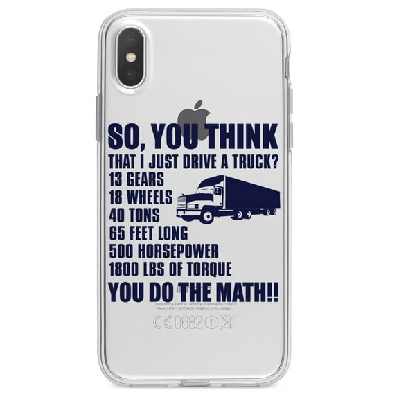 DistinctInk Clear Shockproof Hybrid Case for iPhone XR (6.1" Screen) - TPU Bumper Acrylic Back Tempered Glass Screen Protector - You Think I Just Drive a Truck? Torque Tons