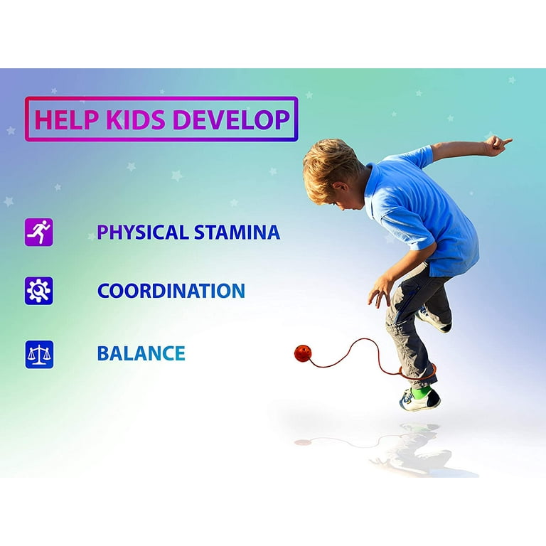 Skip Jump Rope Pack of 6 Variety Colors Best Swing Ball Game for Boys Girls and Kids. Fun Excercise Coordinate Balance Fitness Active and