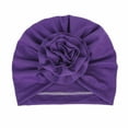 thumbnail image 2 of Zwiiyzr Baby Bonnet Fall Winter Toddler Baby Boys Girls Flowers Knitted Floppy Windproof Warmth Ear Protection Children Hat Purple One Size 0-24 Monts, 2 of 3