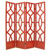 Angle View: Charleston 4 Panel Screen in Red