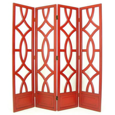 Charleston 4 Panel Screen in Red