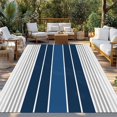 thumbnail image 2 of Lake Blue Stripes Outdoor Rug 3x5 Ft - Reversible Patio Rug Outdoor Camping Rugs, Modern Minimalist Gradient Lines Washable Indoor Outdoor Area Rugs, Non-Slip Outdoor Carpet Runner for Deck/Porch, 2 of 8