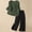 Dark Green, variant on HAIJIE womens linen set two Piece Easter Sets for Women Summer Spring Lou-nge Sets Travel Vacation Outfits Cap Sleeve Side Slit Wide Leg Pants (Dark Green,XL)