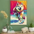 thumbnail image 2 of Akita Dog Playing Ice Hockey Stretched Canvas Size 8x12 – Vintage Style Akita Dog Art for Ice Hockey Fans, Great Gift for Dog Owners, 2 of 5