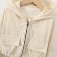 thumbnail image 4 of Lightweight Girls Corduroy Jacket Cropped Hooded Zip-up Beige Fall,Size 4 T, 4 of 9