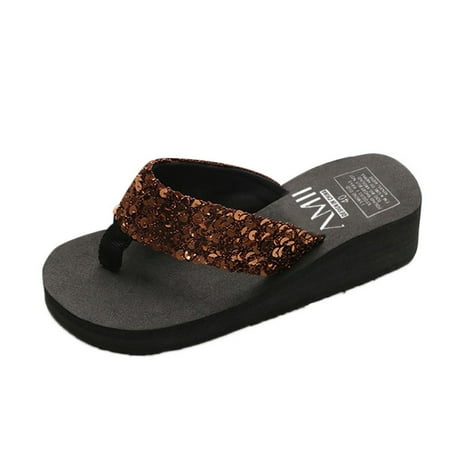 

Dyfzdhu Women s Summer Sequins -Slip Sandals Slipper Indoor & Outdoor Flip-flops