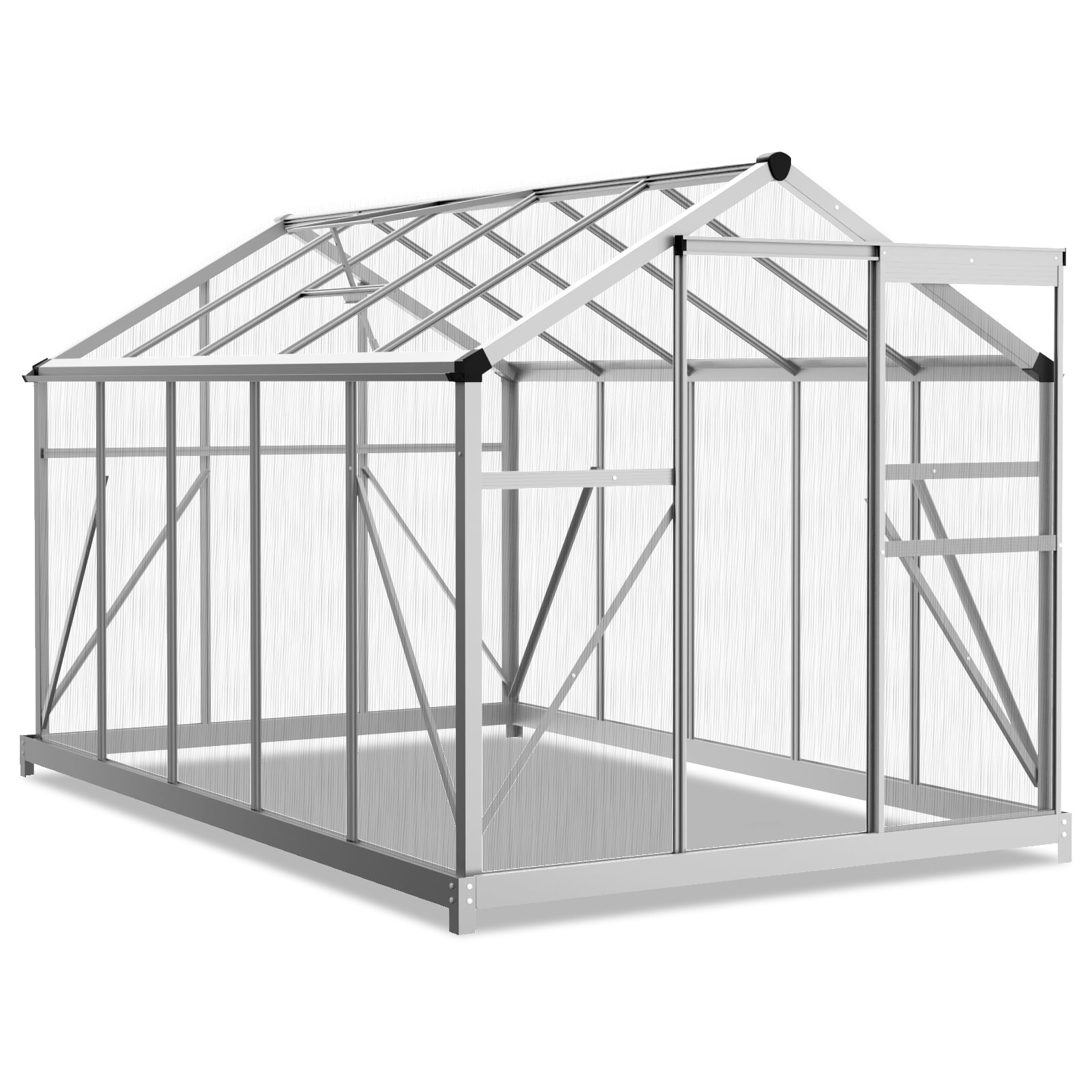 UBesGoo Walk-in Greenhouse for Outdoors,Durable & Functional Flower Garden Plant Kit Outside, Polycarbonate ,Ventilation Vents, Lockable Doors, Silver