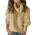 thumbnail image 4 of Black·Friday·Deals Idoravan Sweaters for Women Fall Clearance Fashion Women's Solid Turtleneck Long Sleeve Style Loose Knitting Ladies Tops Blouse, 4 of 5