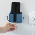 thumbnail image 3 of Wall Mount Phone Holder Adhesive Phones Home Charging Rack with Hooks - Blue,, 3 of 8