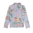 thumbnail image 2 of P.J. Salvage Womens Tropical Floral Button Down Pajama Tops, Purple, Small, 2 of 2