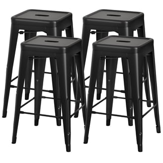 Howard 30inch Metal Stackable Bar Height Stool, Set of 4, Black