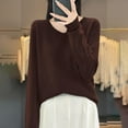 thumbnail image 2 of HAiming Sweaters for Women Solid Color V Neck Long Sleeve Pullover Jumper 2025 Fall Winter Casual Basic Knitted Tops, 2 of 4