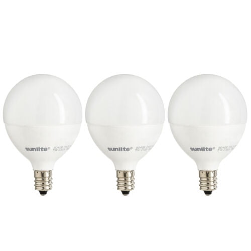 Diodesy- Pack of 3 G16.5/LED/5W/D/E12/FR/ES/27K/3PK E12 Dimmable LED G16.5 Globe Light Bulb, 5W (40W Equivalent), 2700K Warm White, 350 Lumens, Frosted Candelabra Bulb for Chandelier, Ceiling Fan, ETL