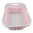 thumbnail image 1 of SAMMART Cesta plegable de plástico para la colada de 42 L (11 galones) – Contenedor/organizador de almacenamiento plegable – Tina de lavado portátil – Cesta/cesta para ahorrar espacio (gris/rosa pálid, 1 of 5