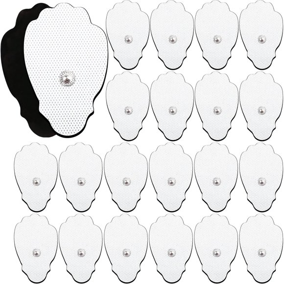 Tampons de Remplacement pour Unité TENS, 22 Pcs Électrodes à Pression Réutilisables Autocollantes pour Masseur TENS/EMS Utilisant des Fils de Passage de Bouton de 3,5 mm