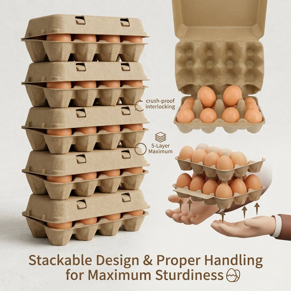 1 Dozen Egg Cartons 20 Pack, Blank Natural Pulp Empty Trays, 12 Count Bulk Holder with Double Buckle for Fresh Duck and Chicken Eggs