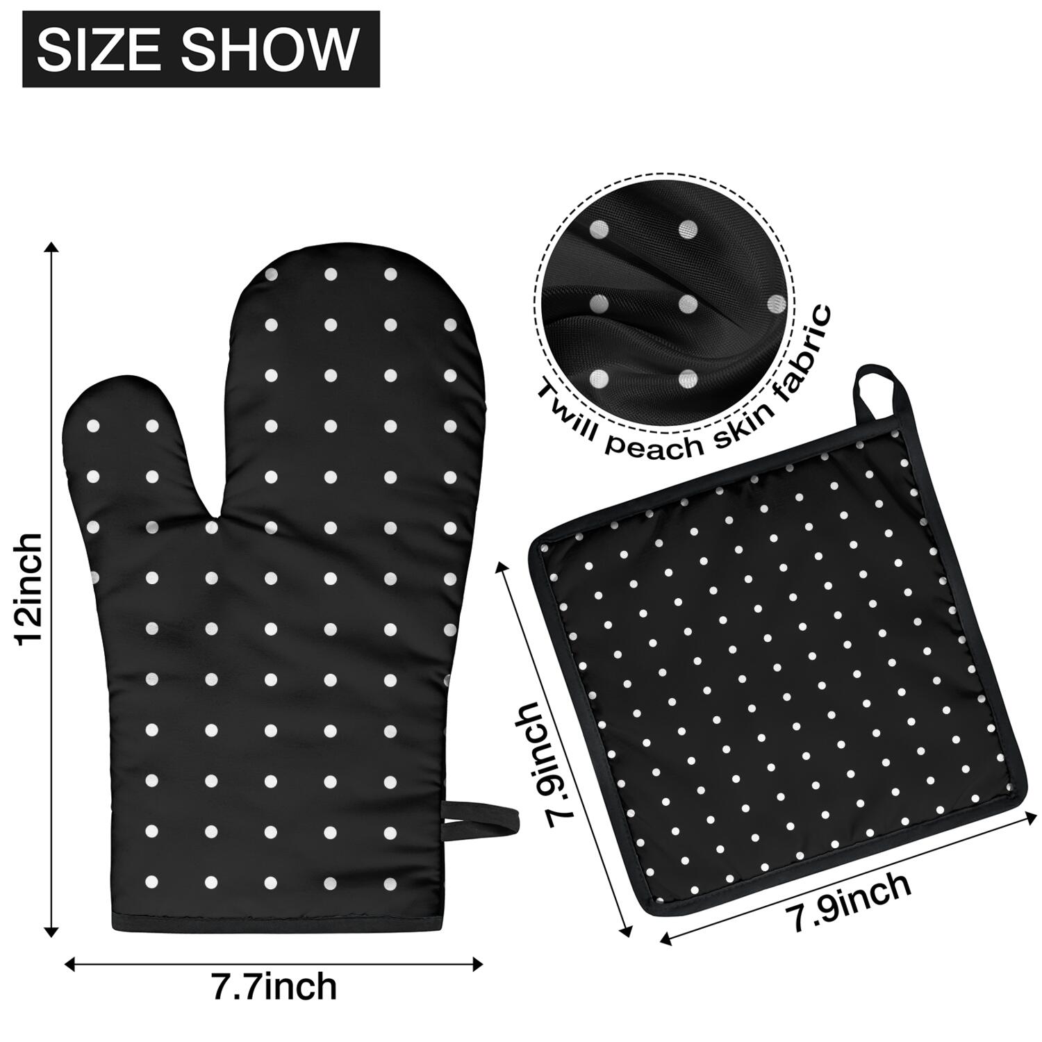 Oven Mitts and Pot Holders Set Of 4, Heat Resistant Kitchen Gloves with Non-Slip Grip, Hanging Loop, Soft Cotton Lining for Baking, Cooking, Grilling, Barbecue