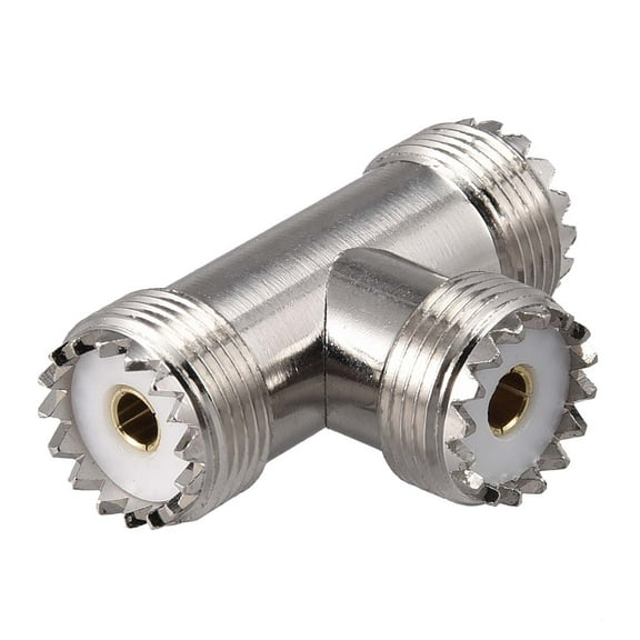 3 Way T-Shaped UHF Female Brass Coaxial Cable RF Connector Adapter 1pcs
