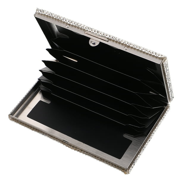 Tarjetero con diamantes de imitación, organizador multifuncional para tarjetas de crédito, billetera de metal, tarjetero, organizador de tarjetas, organizador de tarjetas de crédito.