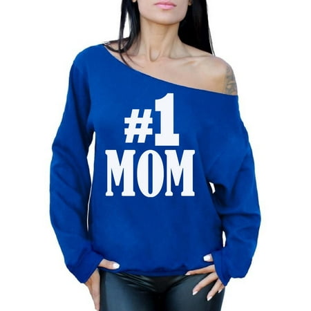 Awkward Styles Women's #1 Mom Graphic Off Shoulder Tops Oversized Sweatshirt for Best Mom In The (Best Shoulders In The World)