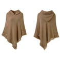 thumbnail image 2 of StylesILove Women Knitted Hooded Poncho Crochet Pattern Pullover Cardigan Soft Wrap (Camel), 2 of 4