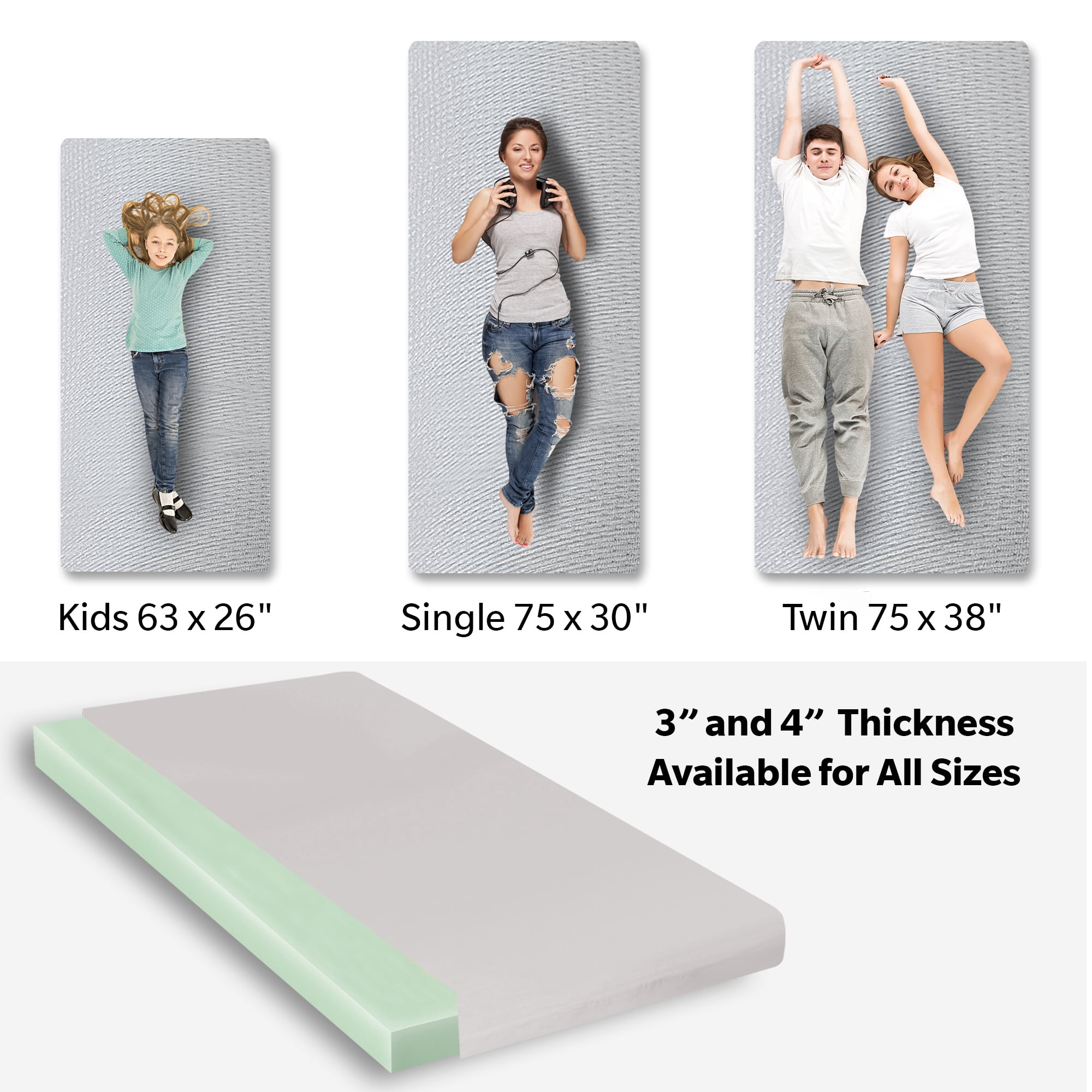 Yoneston Memory Foam Camping Mattress Pad, Portable Roller Sleeping Pad for RV Car Tent Camping SUV Outdoor Cot Mattress, Gray 63"x26"x4"