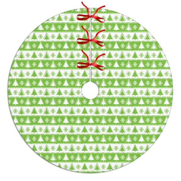 30 Inch Christmas Tree Skirt – Velvet Plush Tree Mat, Soft Thickened Polyester with Red Ties, Single-Sided Printing, Available in 30in/36in/48in, Perfect for Holiday Xmas Tree Decoration