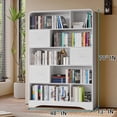 thumbnail image 2 of SOLACE FURNITURE Tall Bookcase,Modern 5 Tier Bookshelf with 3 Bins Storage & Open Shelf,White, 2 of 5