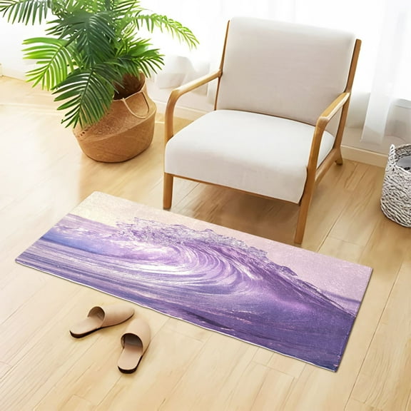 Purple Wave Plush Carpet Non Slip Runner Rug Absorbent Bath Mat 39" x 20"