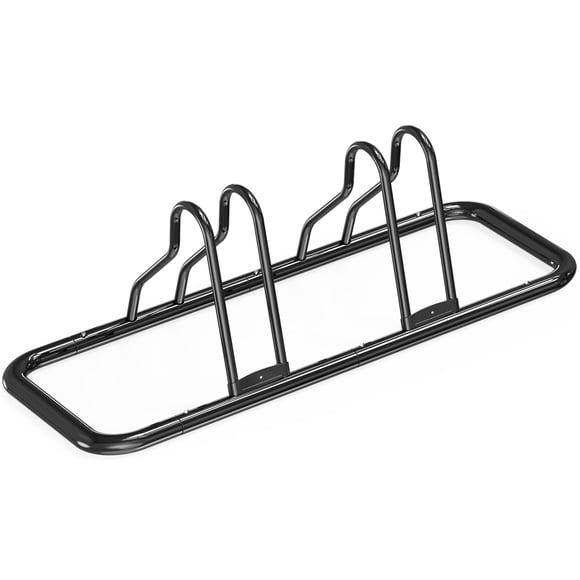 Simple Houseware Étagère de Rangement au Sol pour 2 Vélos - Support de Stationnement pour Bicyclette Ajustable et Organisateur de Garage pour Vélos de Route et pour Enfants, Noir