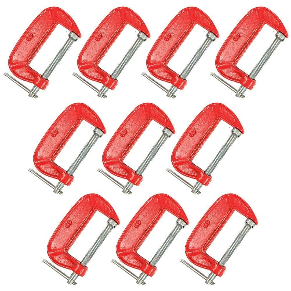 Wideskall 3" x 1" inch Heavy Duty Malleable Mini C Clamp Pack of 10