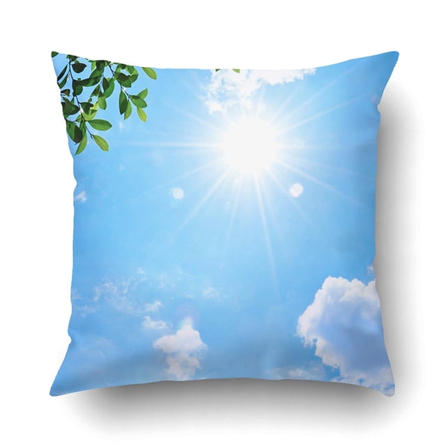 Funda de almohada ABPHQTO Llamarada solar Natural Con Cielo de Nubes Azules y Hojas Verdes 50x50 cm