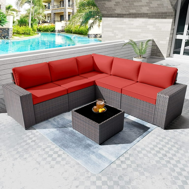 Kullavik 6 Pieces Patio Furniture Sets All Weather PE Wicker
